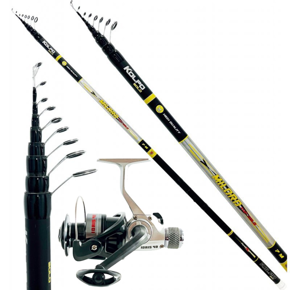 Kit Surfasting Telescopic Fishing Rod Reel Kolpo and Wire