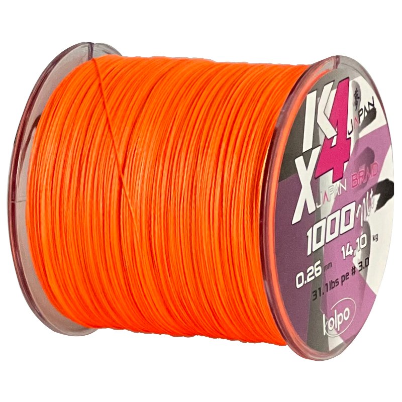 Kolpo K Braid X4 Orange Braided Line 1000m